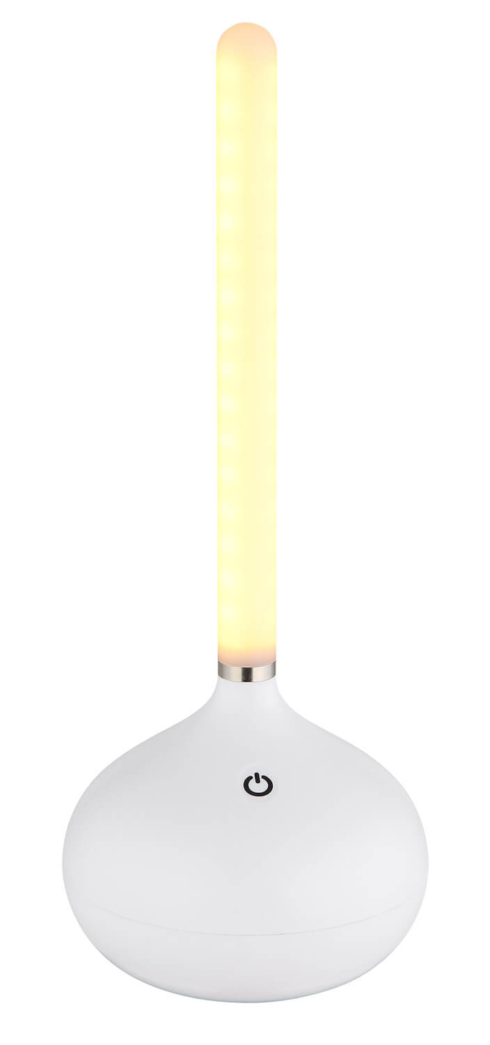 Tige lumineuse allumée, dégradé de lumière chaude près du socle