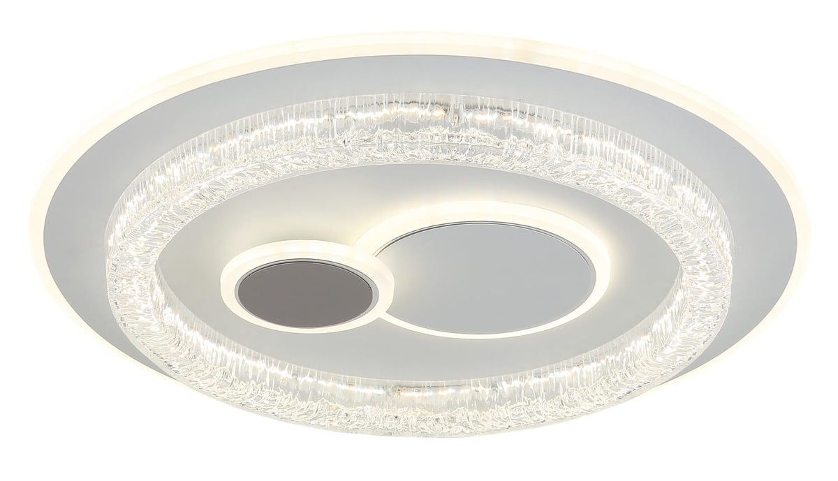 Vue de trois quarts montrant l'anneau lumineux et le verre strié transparent