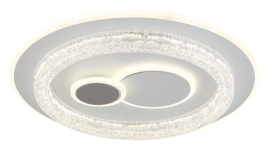 Vue de trois quarts montrant l'anneau lumineux et le verre strié transparent