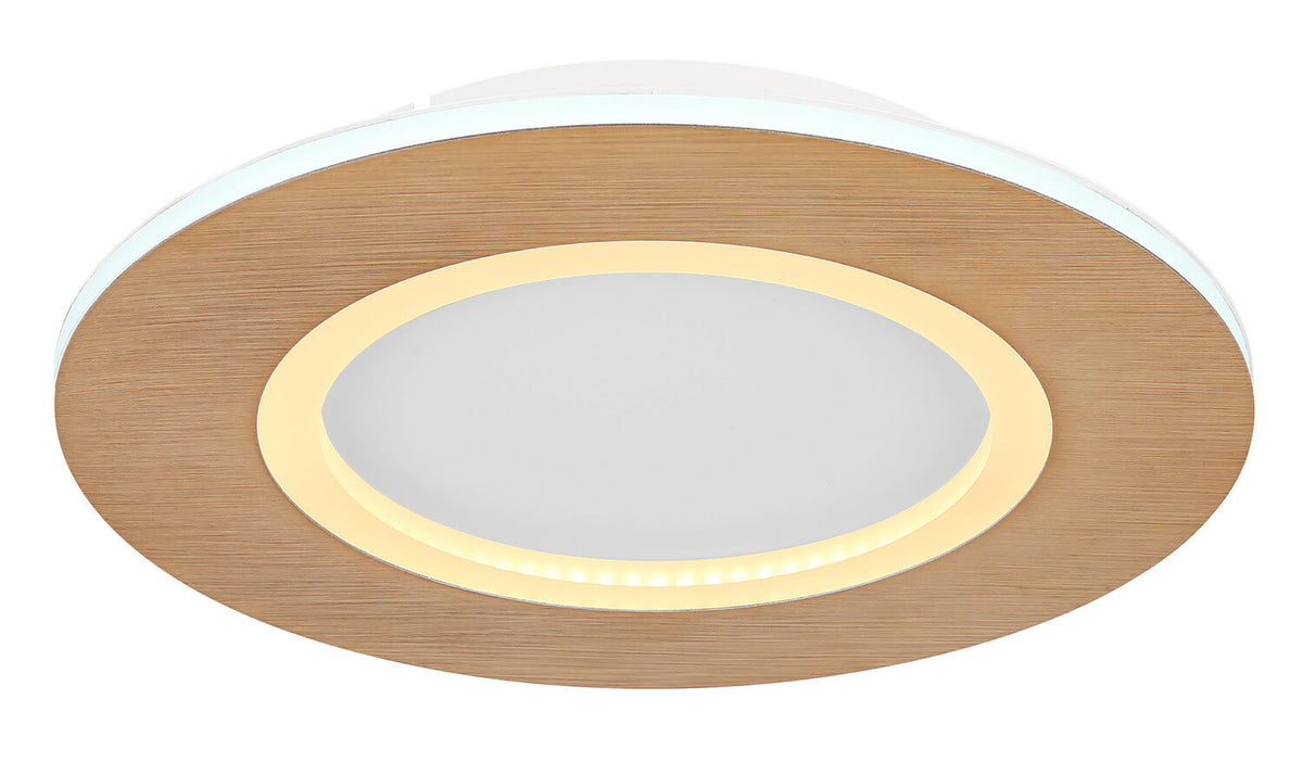 Gros plan sur le diffuseur central blanc et le halo lumineux allumé