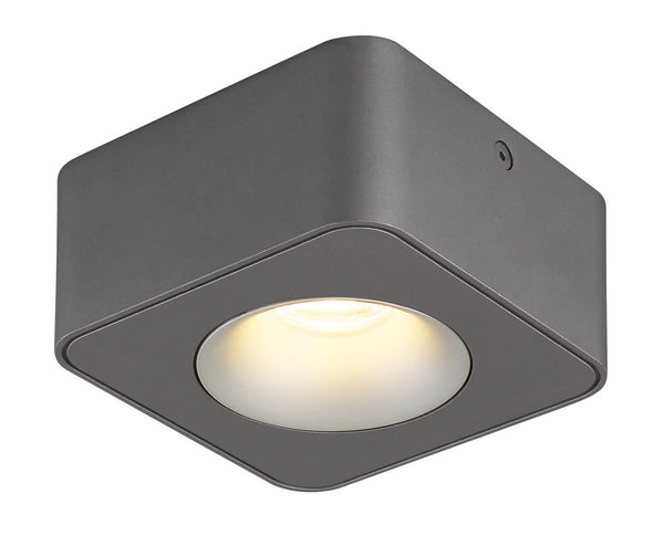 Spot Hangarau gris et aluminium, L 11,7 cm