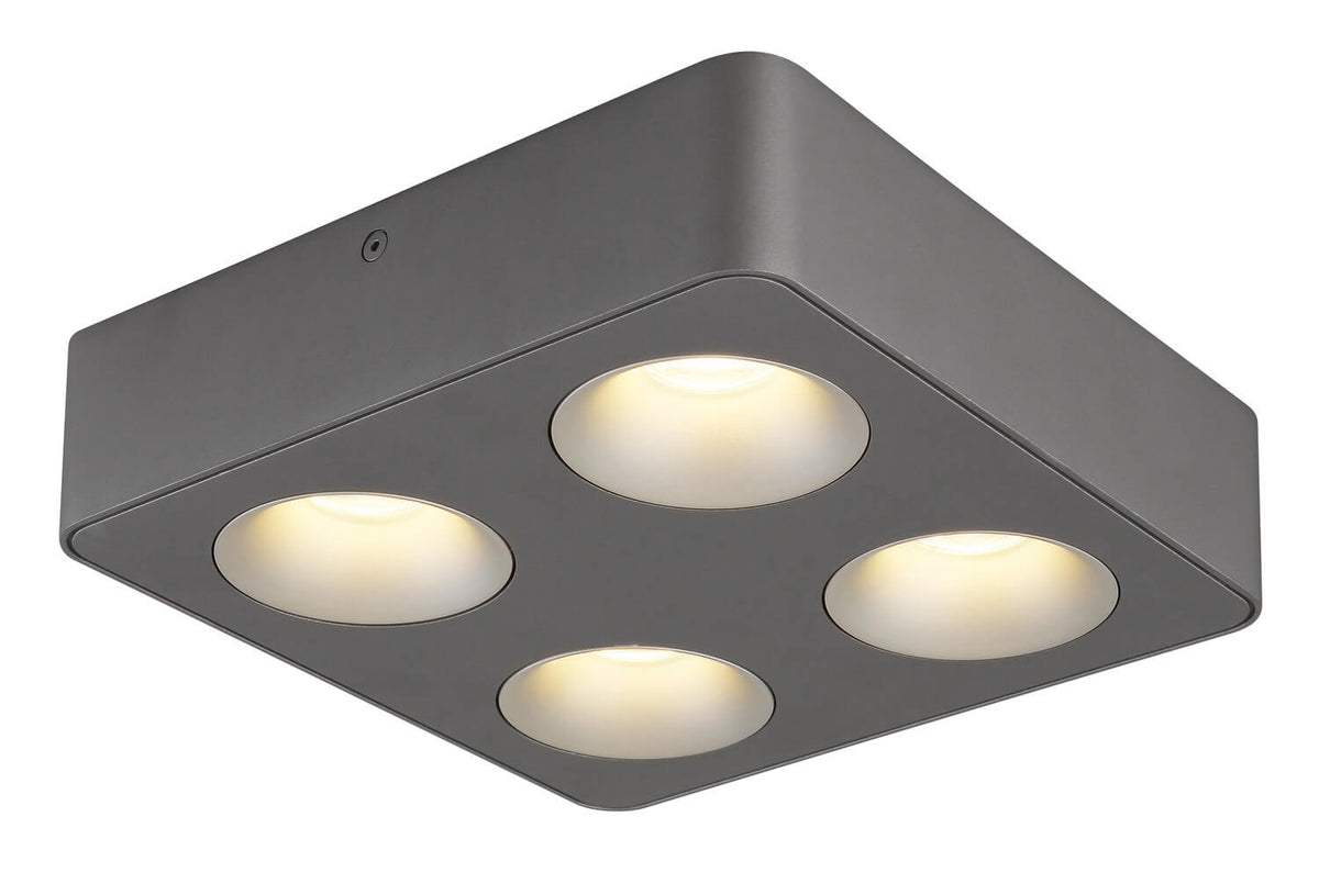 Spot Hangarau gris et aluminium, L 22,4 cm (43100-4)