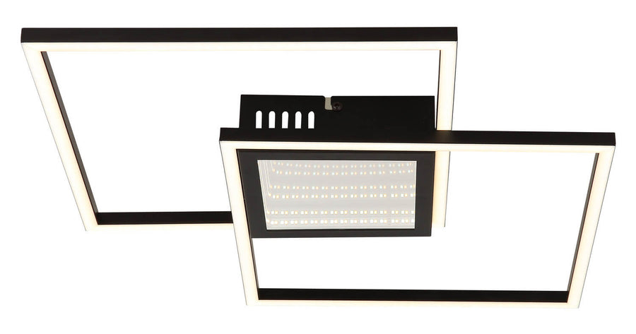 Gros plan sur les diodes LED alignées sous le diffuseur central du luminaire