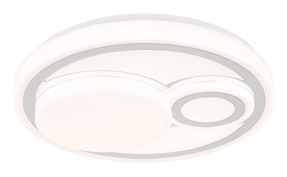 Détail du motif géométrique gris incrusté sur le diffuseur blanc