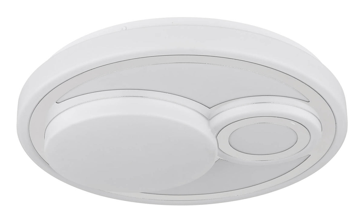 Vue rapprochée du plafonnier blanc mat vu de dessous