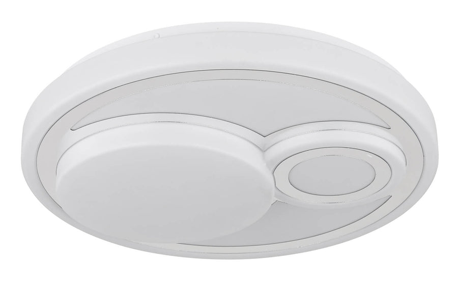 Vue rapprochée du plafonnier blanc mat vu de dessous