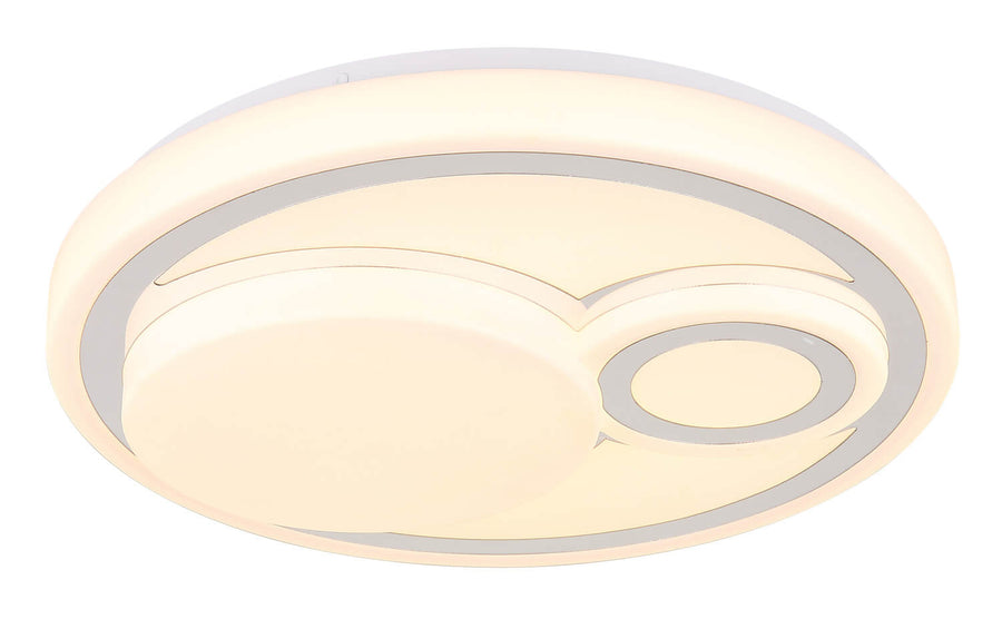 Diffuseur illuminé d'une lumière chaude, volutes et cercle visibles