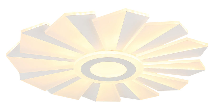 Plafonnier blanc mat allumé, mettant en valeur la couronne lumineuse