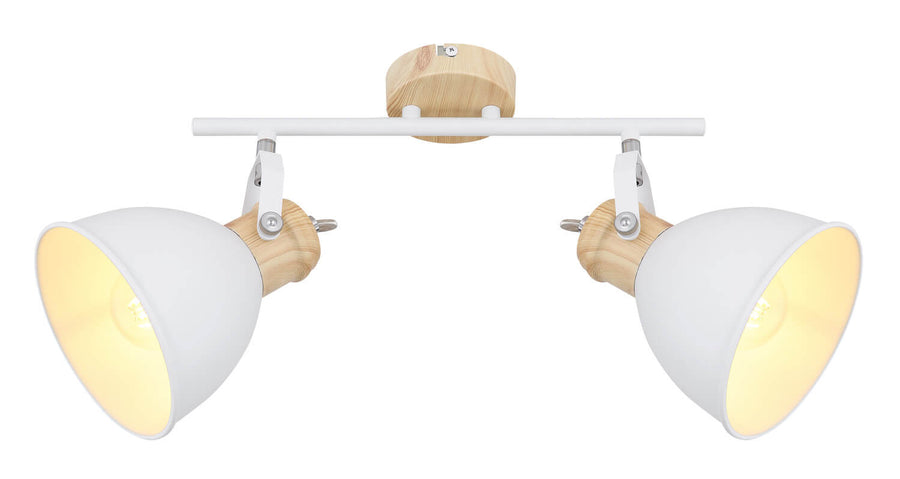 Face avant du spot : barre horizontale blanche et deux têtes coniques symétriques