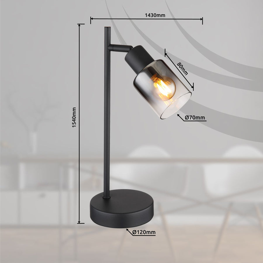 Lampe à poser Hubertus noire mat