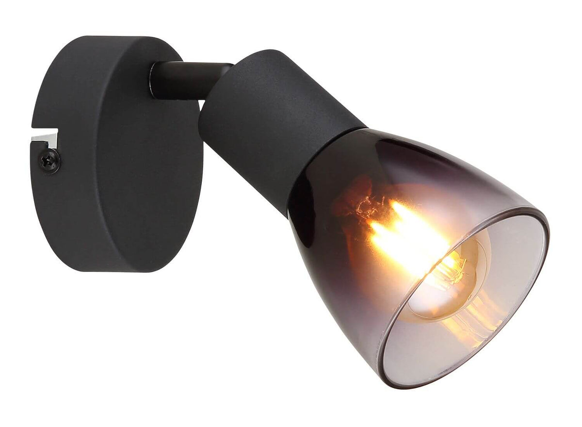 Spot Satella noir mat, L 16,5 cm