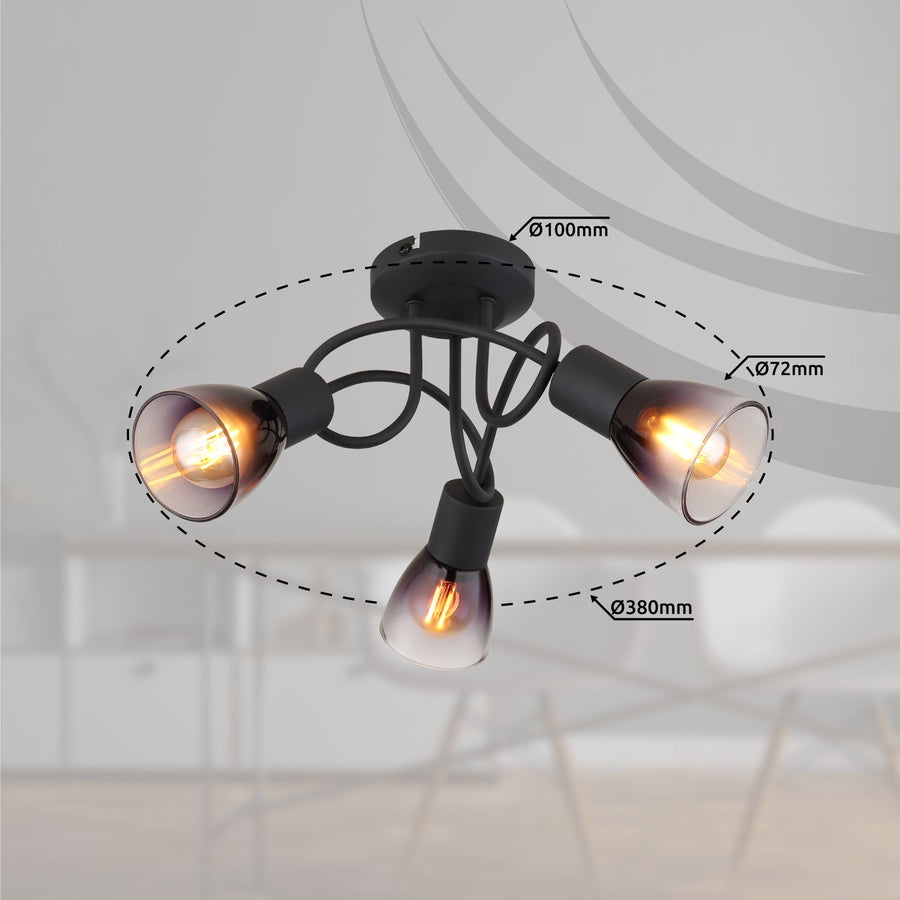 Spot Satella noir mat, Ø 22 cm