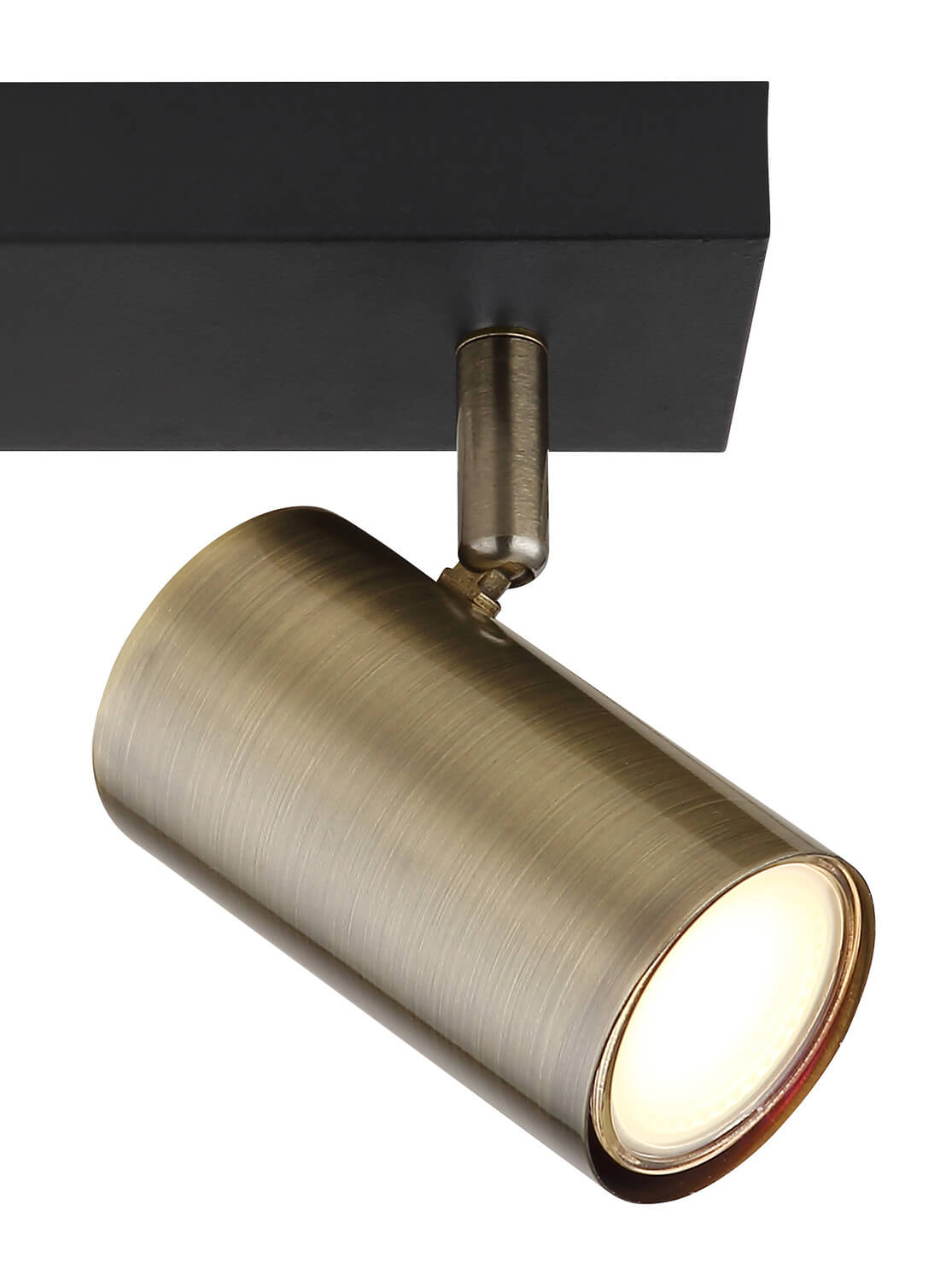 Détail rapproché de la finition laiton brossé d'une tête orientable