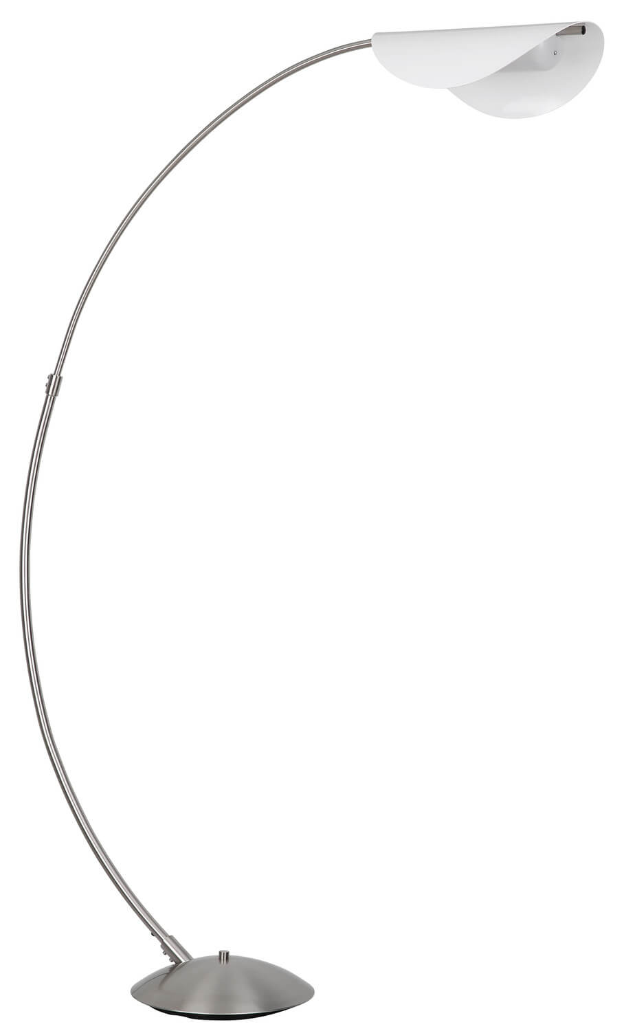 Lampadaire entier présenté sur fond blanc, abat-jour blanc orienté vers la droite.