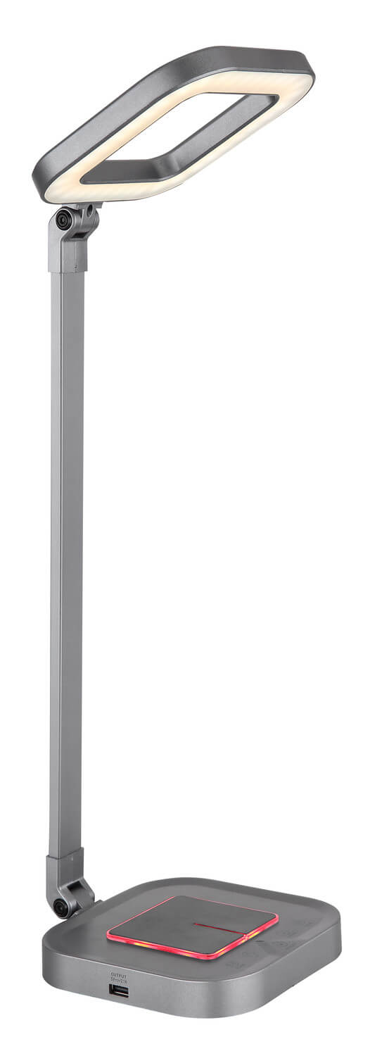 Lampe à poser Monaco grise et aluminium