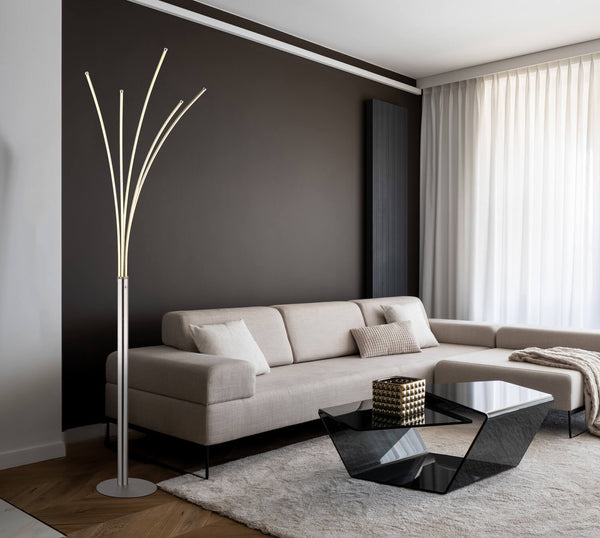 Lampadaire Bizzy nickel satiné