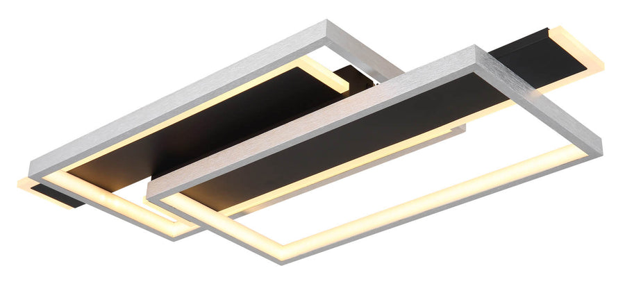 Détail du cadre aluminium brossé et des rubans LED allumés