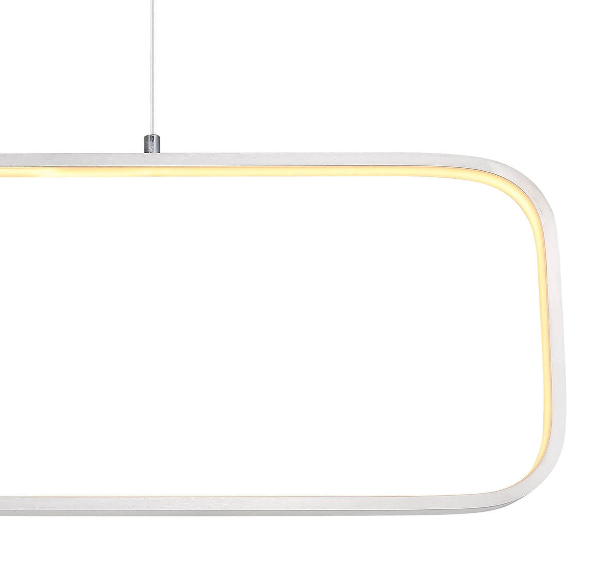 Détail du profil et du ruban LED chaud à l'angle arrondi