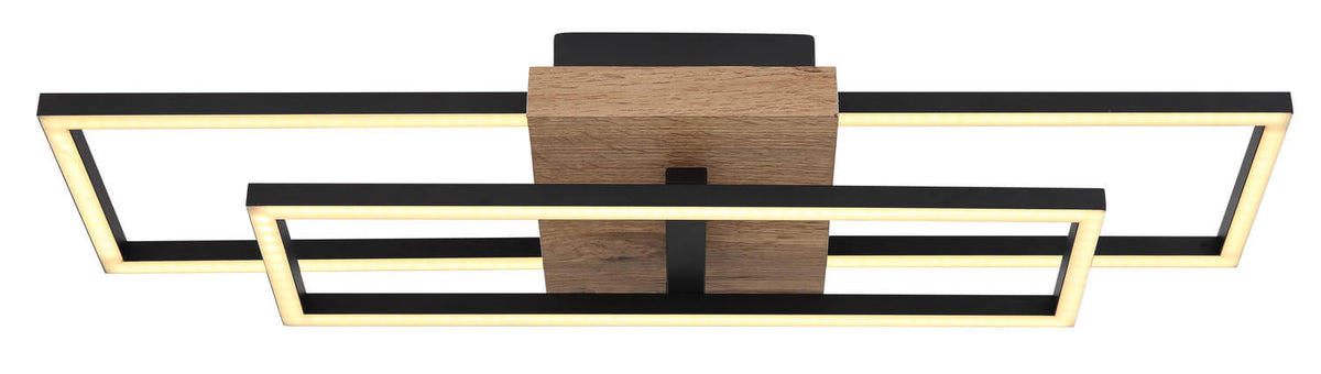 Plafonnier Kendra noir mat, L 60 cm
