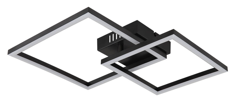 Vue de détail des cadres carrés noirs avec diffuseur LED blanc éteint