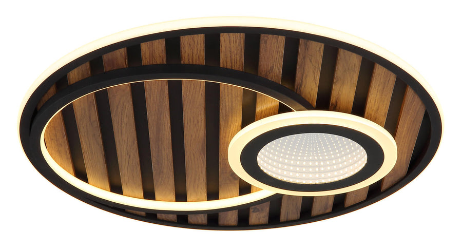 Plafonnier Woody noir mat, Ø 50 cm