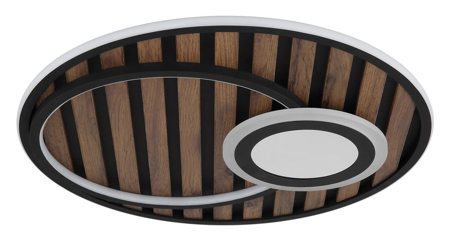 Plafonnier Woody noir mat, Ø 50 cm