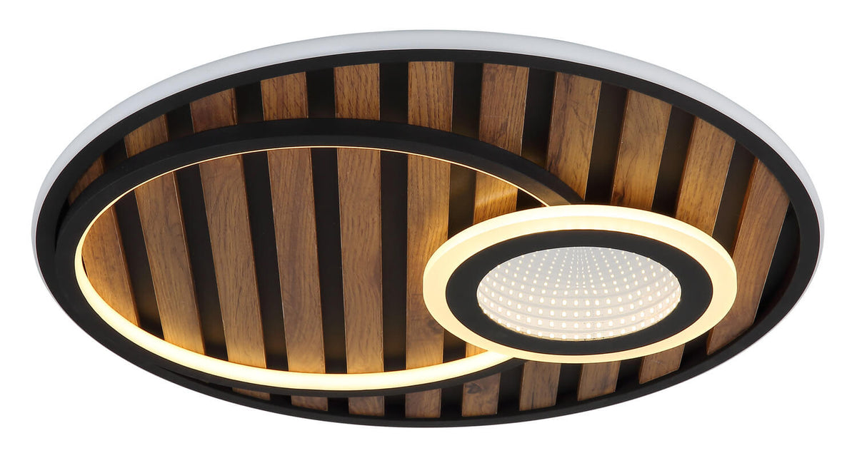 Plafonnier Woody noir mat, Ø 50 cm
