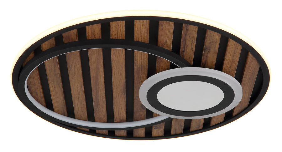 Plafonnier Woody noir mat, Ø 50 cm
