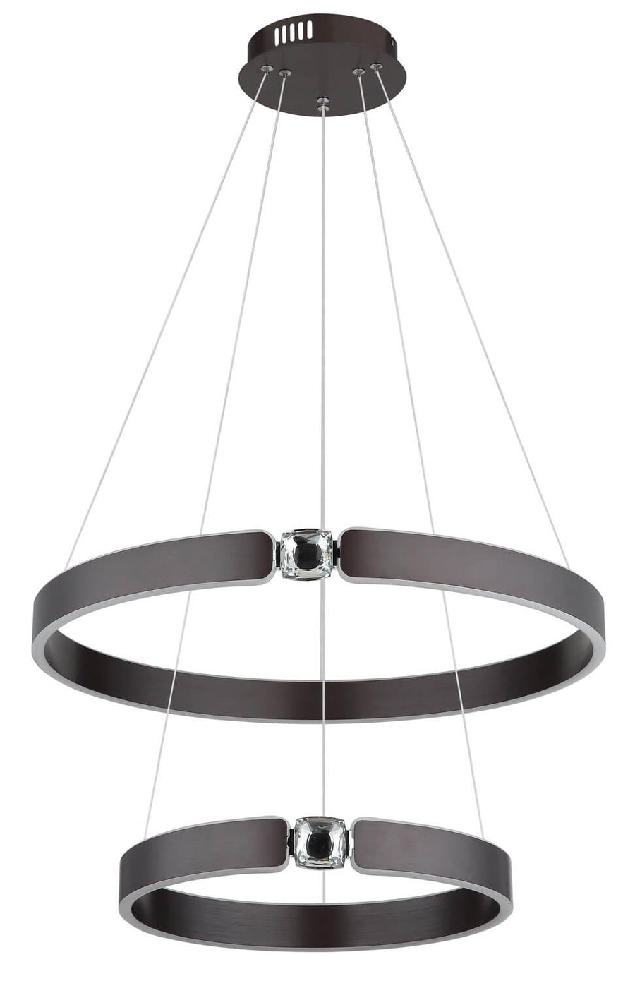 Profil du luminaire montrant les deux cercles parallèles et leur espacement vertical