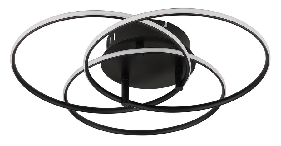 Détail de la finition : ruban LED blanc allumé à l'intérieur des cercles noirs