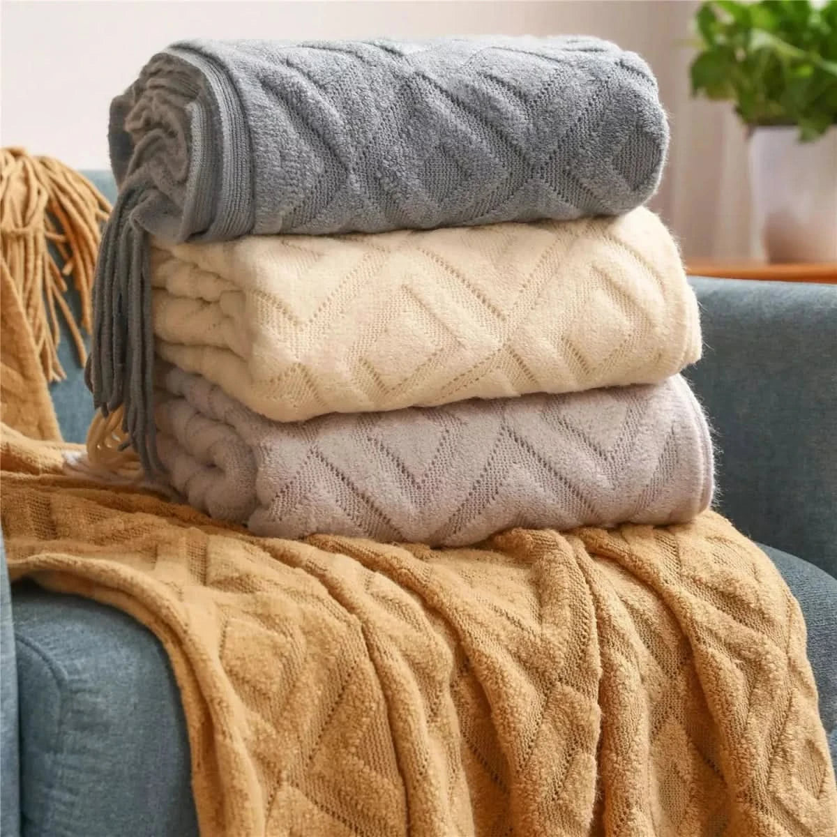 Grand Plaid Canapé | Confort Douillet - Designix Plaid Blanc Crème 127x172cm