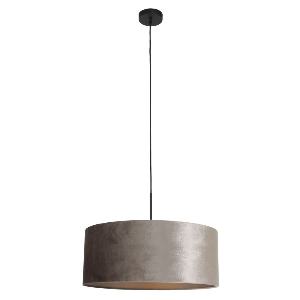 Lustre noir velours moderne Velora, abat-jour argenté à intérieur doré – vue 2 – Designix.fr