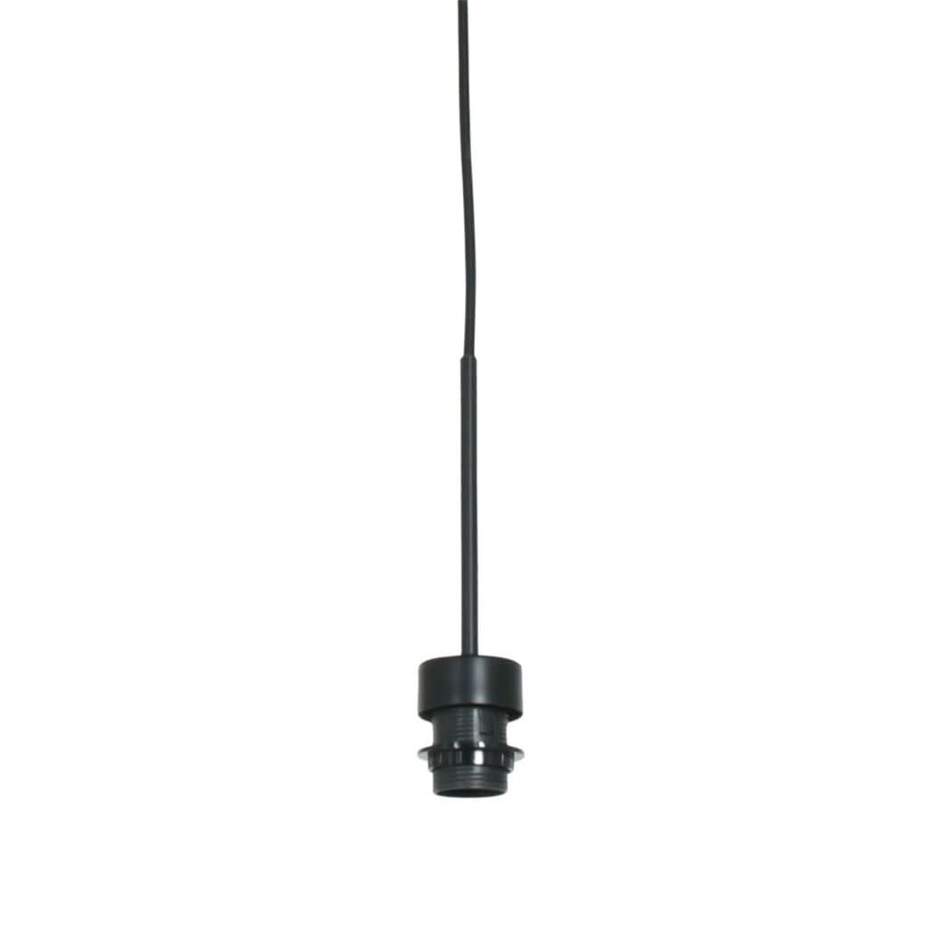 Suspension noire vue de face, câble tendu et douille cylindrique en bas