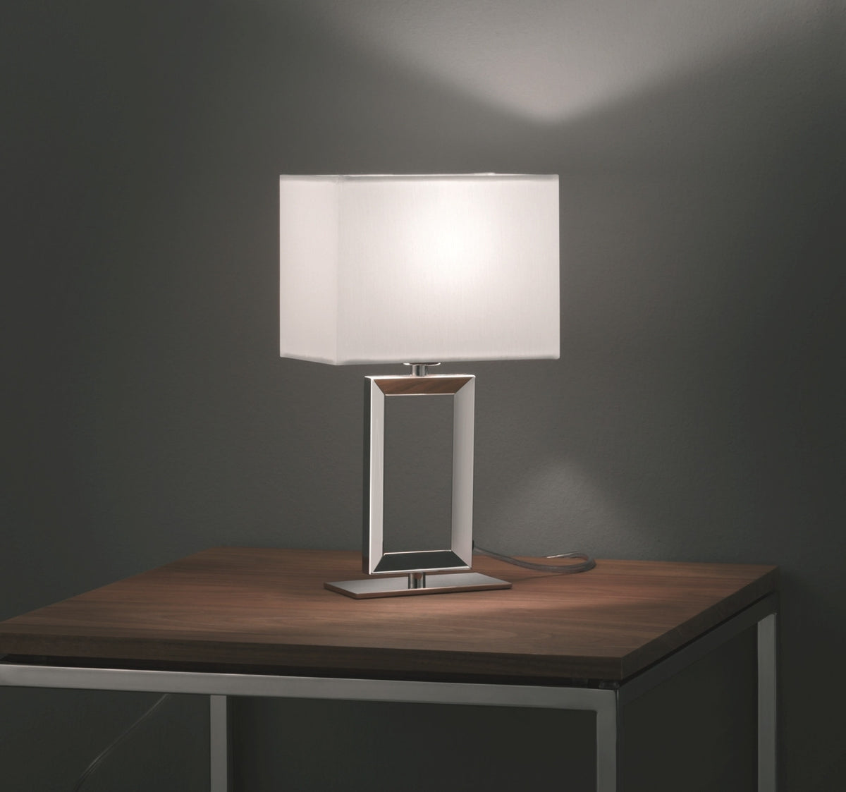 Lampe à poser Enna2 nickel, H 29,5 cm