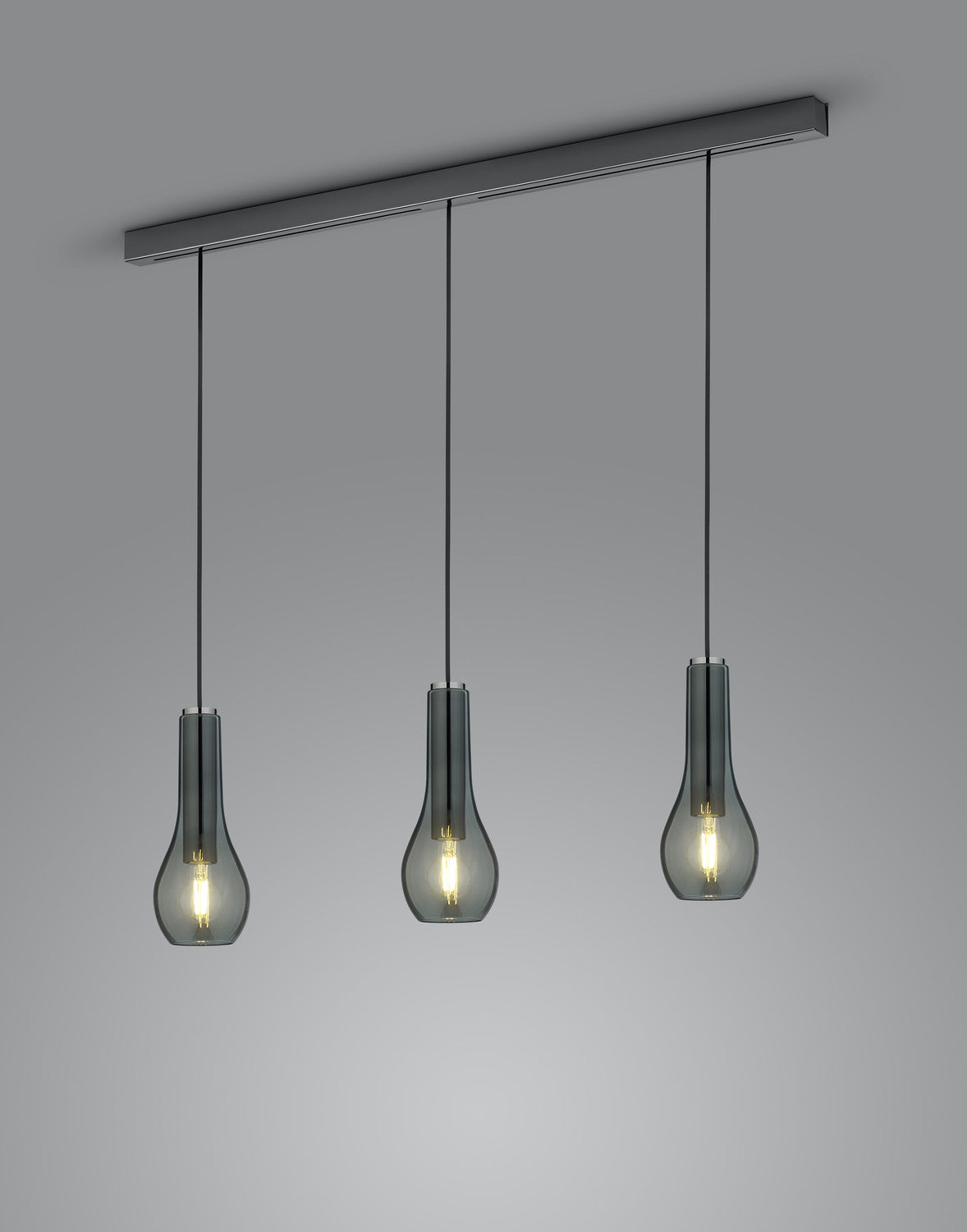 Suspension Gara 3 lumières noire et chromée