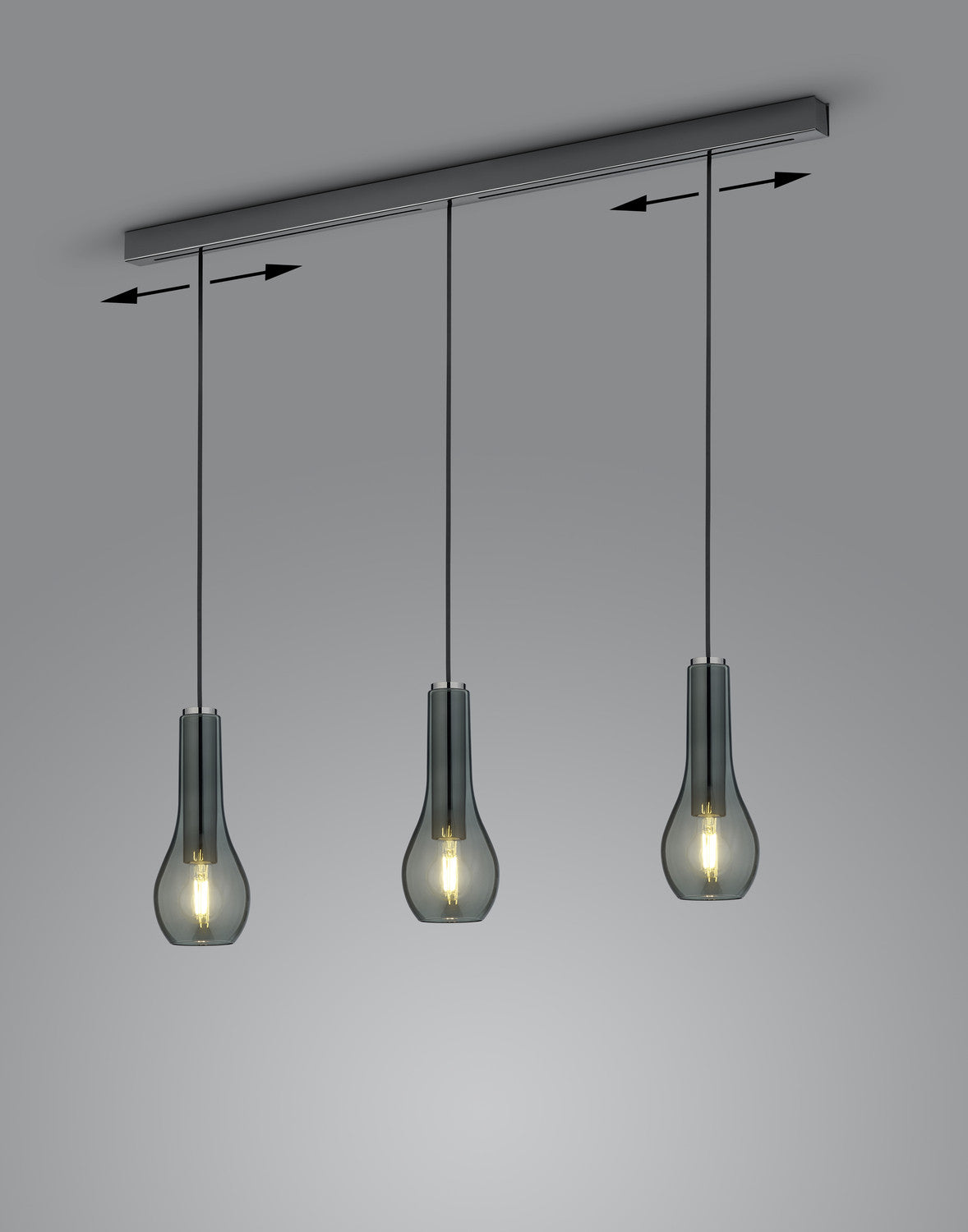 Suspension Gara 3 lumières noire et chromée