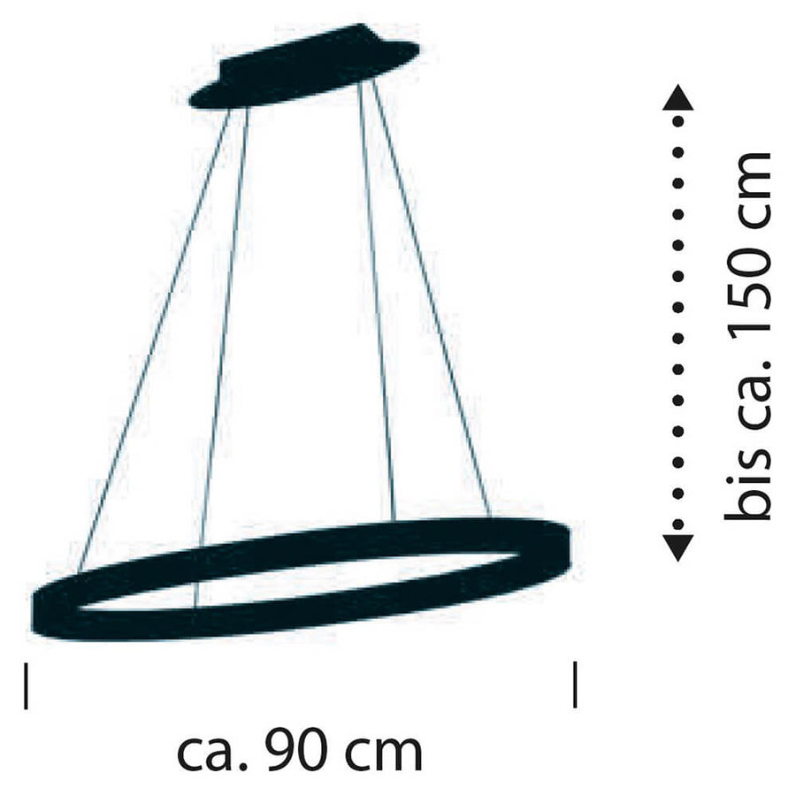 Suspension Delta aluminium, L 90 cm