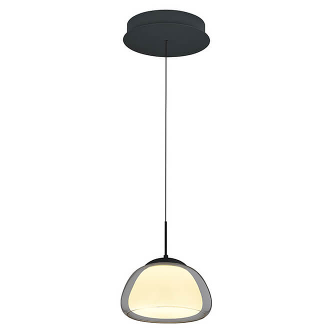 Vue rapprochée du luminaire montrant l'épaisseur du verre fumé