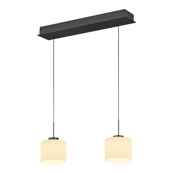 Suspension Abby anthracite et opale, verre, L 64 cm