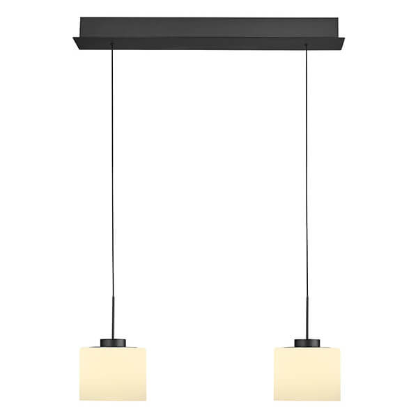 Suspension Abby anthracite et opale, verre, L 64 cm