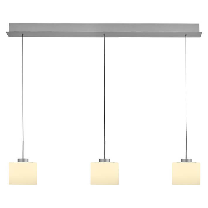 Suspension Abby aluminium et opale, verre, L 110 cm