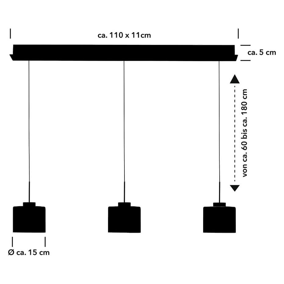 Suspension Abby anthracite et opale, verre, L 110 cm