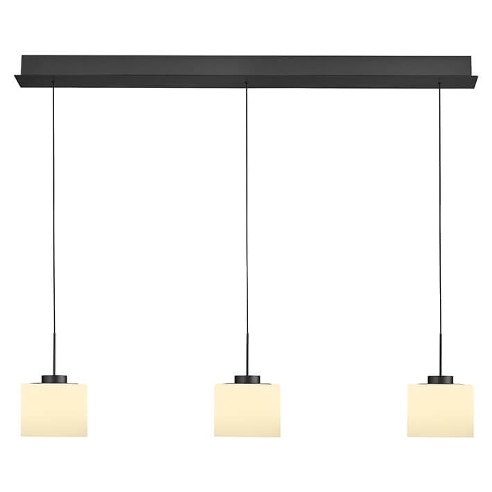 Suspension Abby anthracite et opale, verre, L 110 cm