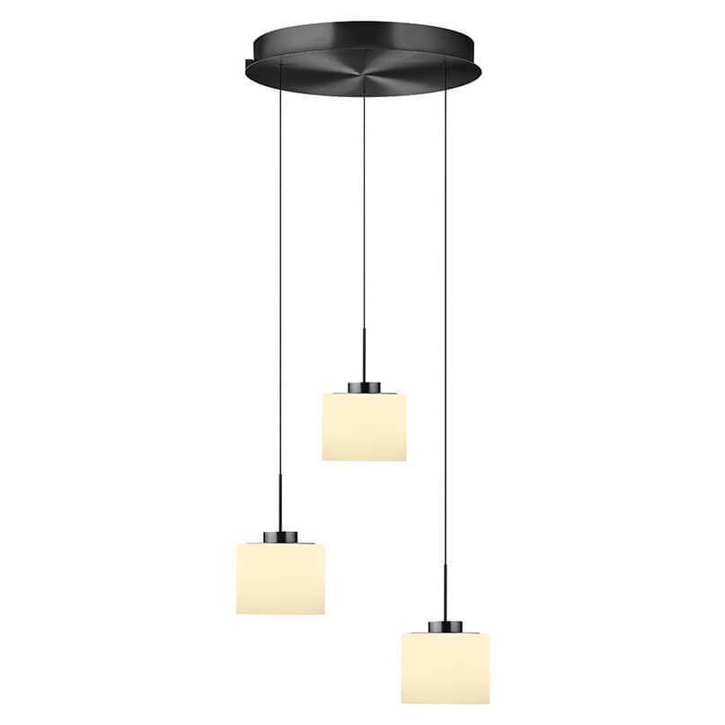 Suspension Abby anthracite et opale, verre, Ø 43 cm