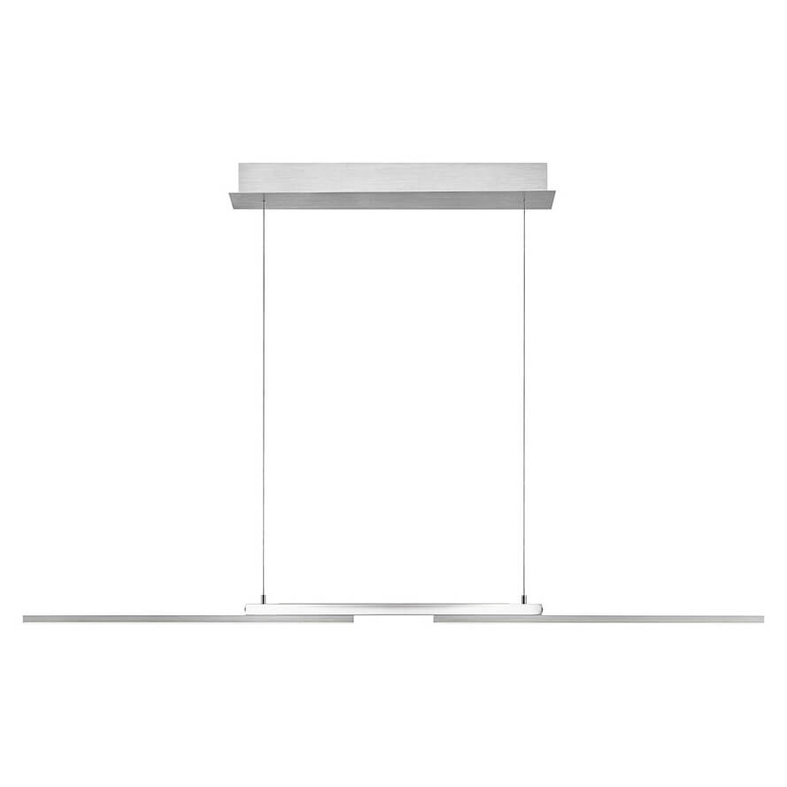Suspension linéaire en nickel satiné vue de face sur fond blanc