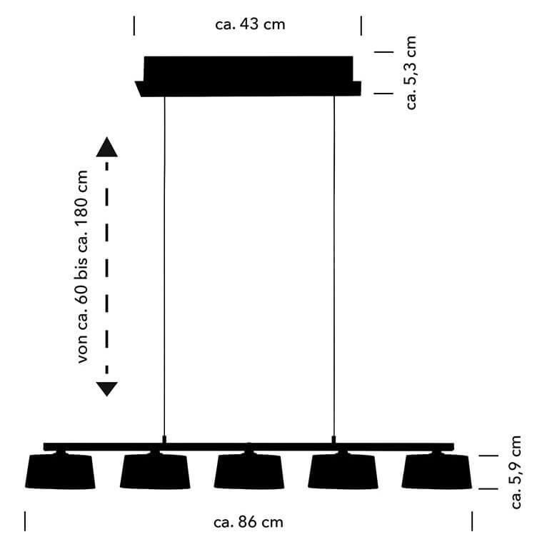 Suspension View opale, verre, L 85 cm