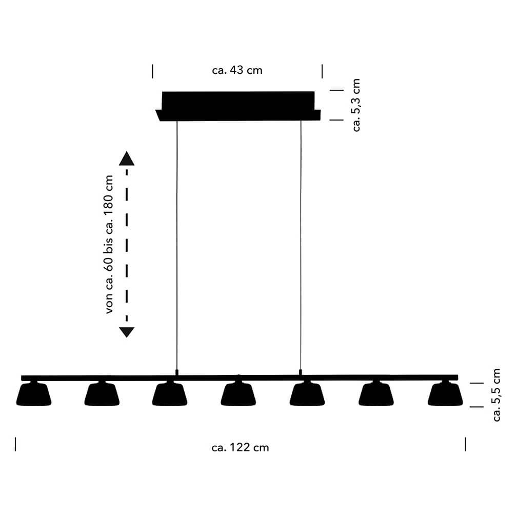 Suspension Jane opale, verre, L 122 cm
