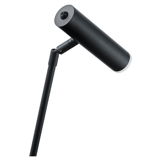 Détail rapproché de la tête cylindrique et de l'articulation orientable noire
