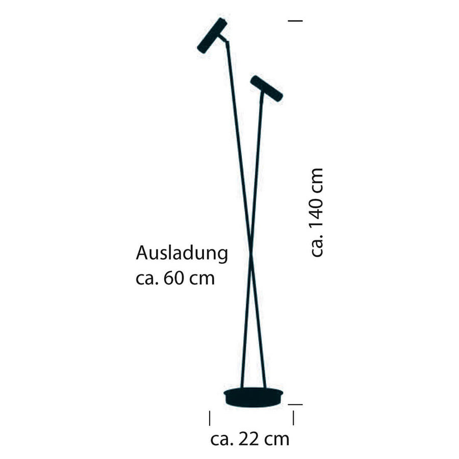 Schéma coté du luminaire avec hauteur et diamètre de la base
