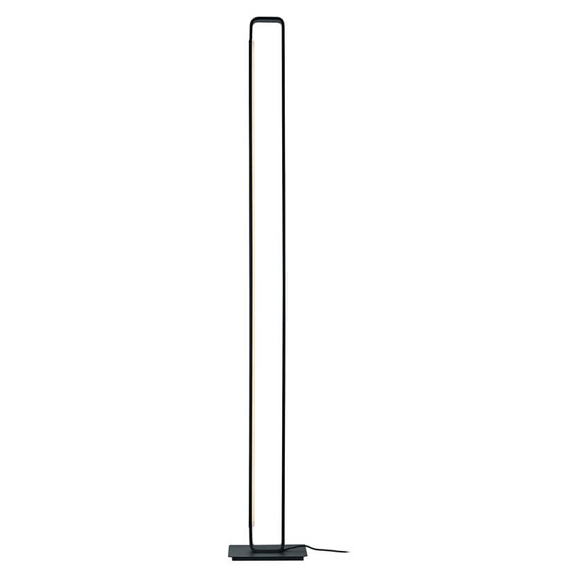 Vue de profil du lampadaire, silhouette étroite du cadre sans diffuseur visible
